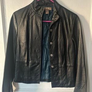 Vintage Black Leather Crop Jacket